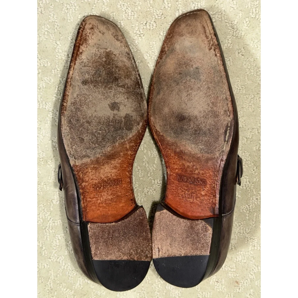 Magnanni Marco II Mens 10M Brown Leather Dress Shoes Single Monk Strap Buckle